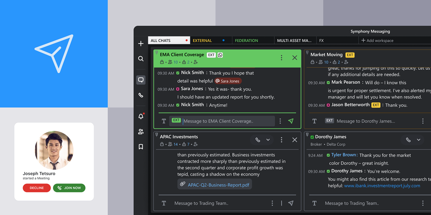Enterprise messaging platform UI for financial firms